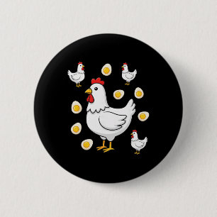 Chicken Coop Queen Hen With Little Hens And Sunny 6 Cm Round Badge