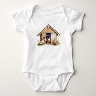 Chicken Coop with Chickens Baby Bodysuit