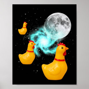 Chicken Cosmic Chickens Moon Patrol Poster