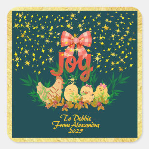 Chicken country Christmas sticker