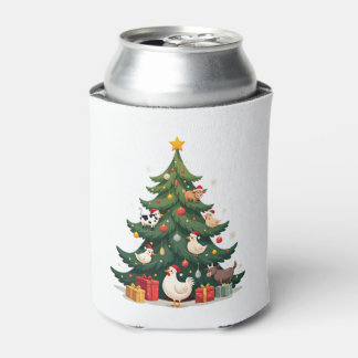 Chicken Cow Goat Horse Farm Animal Farmer Christma Can Cooler