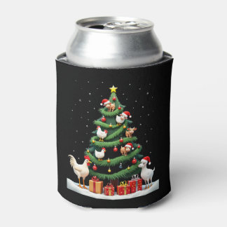 Chicken Cow Goat Horse Farm Animal Farmer Christma Can Cooler