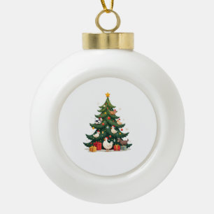 Chicken Cow Goat Horse Farm Animal Farmer Christma Ceramic Ball Christmas Ornament