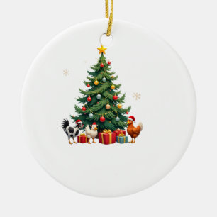 Chicken Cow Goat Horse Farm Animal Farmer Christma Ceramic Tree Decoration