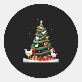 Chicken Cow Goat Horse Farm Animal Farmer Christma Classic Round Sticker