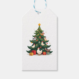 Chicken Cow Goat Horse Farm Animal Farmer Christma Gift Tags