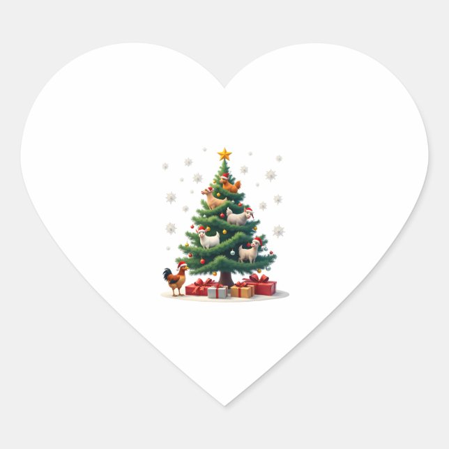 Chicken Cow Goat Horse Farm Animal Farmer Christma Heart Sticker (Front)