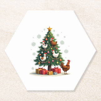 Chicken Cow Goat Horse Farm Animal Farmer Christma Paper Coaster