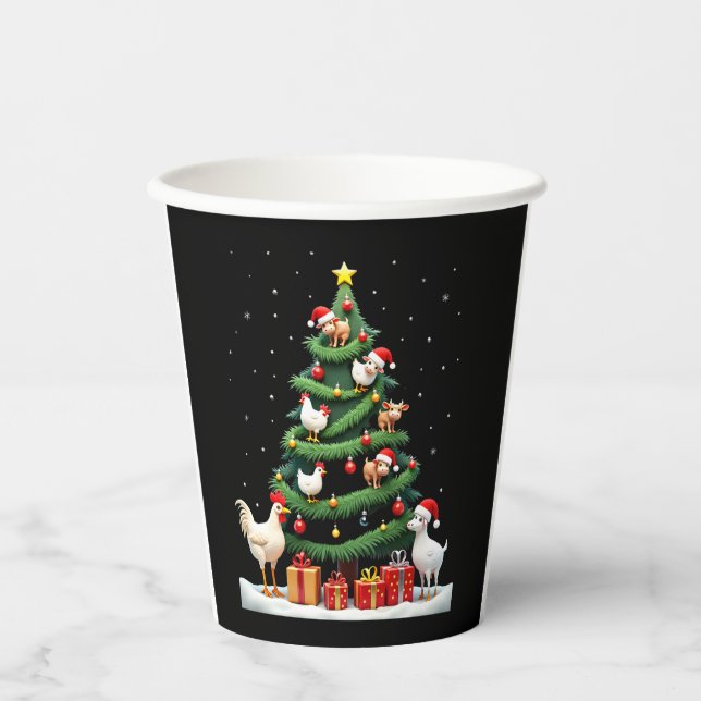 Chicken Cow Goat Horse Farm Animal Farmer Christma Paper Cups (Front)