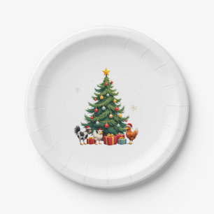 Chicken Cow Goat Horse Farm Animal Farmer Christma Paper Plate