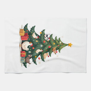 Chicken Cow Goat Horse Farm Animal Farmer Christma Tea Towel