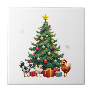 Chicken Cow Goat Horse Farm Animal Farmer Christma Tile