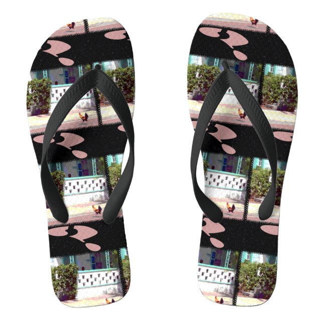 Chicken crosses road...WHY? Flip Flops (Footbed)