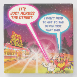 Chicken Crossing the Street Stone Coaster
