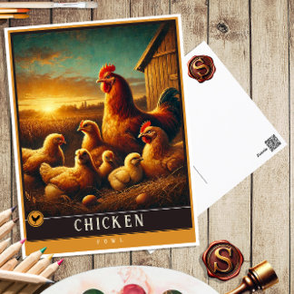 Chicken | Cute Family Vintage Animal Postcard