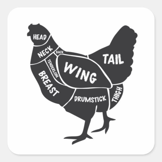 Chicken cuts square sticker (Front)