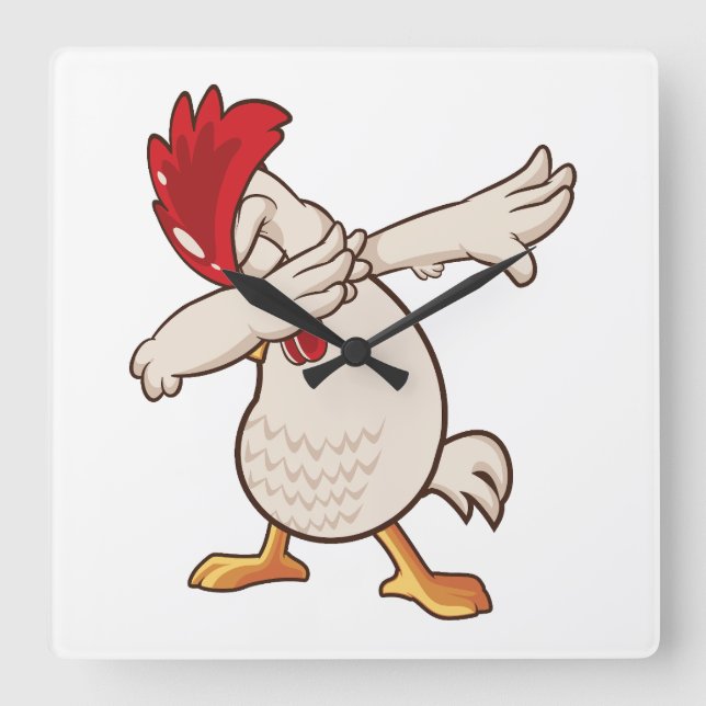 Chicken Dabbing Farmer Dab Dance Square Wall Clock (Front)