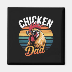 Chicken Dad Funny Rooster Retro Sunset Vintage Far Magnet