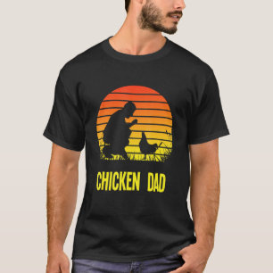Chicken Dad Retro Sunset Farmer Chicken Owner Fath T-Shirt
