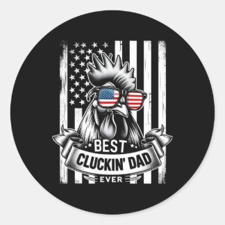 Chicken Dad Rooster Daddy Farmer Funny Fathers Day Classic Round Sticker