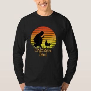 Chicken Dad Vintage Retro Sunset Chicken Farmer T-Shirt