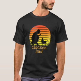 Chicken Dad Vintage Retro Sunset Chicken Farmer T-Shirt
