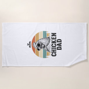 Chicken Dad Vintage Sunset Funny Chicken Lover Shi Beach Towel