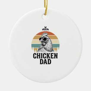 Chicken Dad Vintage Sunset Funny Chicken Lover Shi Ceramic Tree Decoration