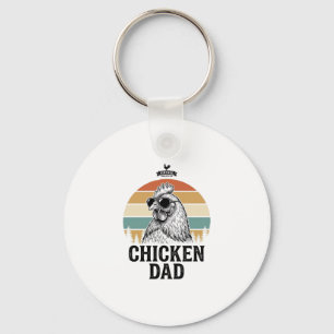 Chicken Dad Vintage Sunset Funny Chicken Lover Shi Key Ring