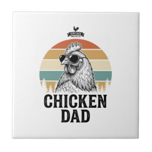 Chicken Dad Vintage Sunset Funny Chicken Lover Shi Tile