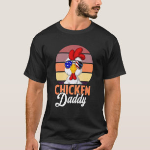Chicken Daddy Farmer Chicken Dad USA Flag T-Shirt