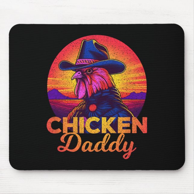 Chicken Daddy Funny Cowboy Rooster Farmer Homestea Mouse Mat (Front)