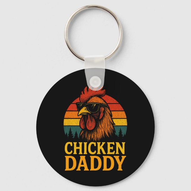 Chicken Daddy - Funny Poultry Farmer Retro  Key Ring (Front)
