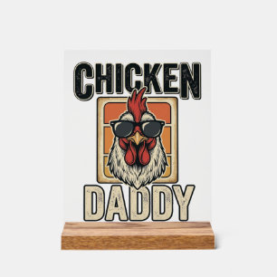 Chicken Daddy Funny Rooster Vintage Vector Shirt_1 Acrylic Sign