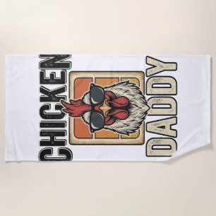 Chicken Daddy Funny Rooster Vintage Vector Shirt_1 Beach Towel