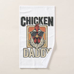 Chicken Daddy Funny Rooster Vintage Vector Shirt_1 Hand Towel