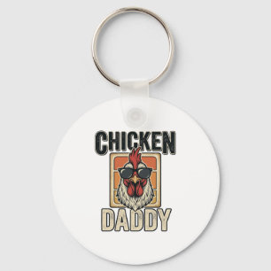 Chicken Daddy Funny Rooster Vintage Vector Shirt_1 Key Ring