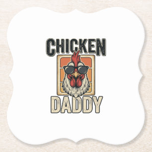 Chicken Daddy Funny Rooster Vintage Vector Shirt_1 Paper Coaster