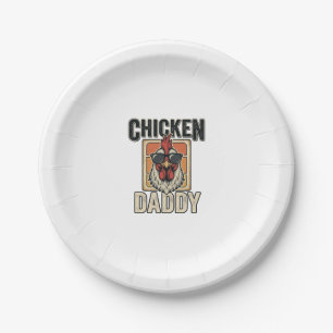 Chicken Daddy Funny Rooster Vintage Vector Shirt_1 Paper Plate
