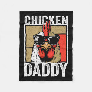 Chicken Daddy Rooster Farmer Funny Fathers Day For Fleece Blanket