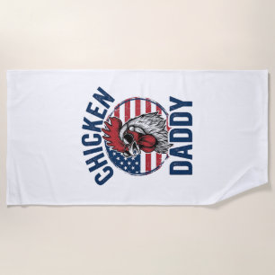 Chicken Daddy Rooster Vintage Patriotic Shirt Desi Beach Towel