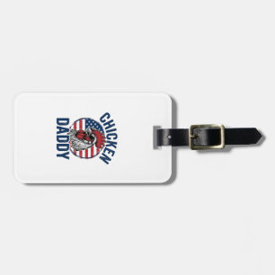 Chicken Daddy Rooster Vintage Patriotic Shirt Desi Luggage Tag