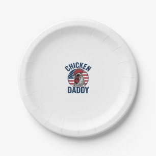 Chicken Daddy Rooster Vintage Patriotic Shirt Desi Paper Plate