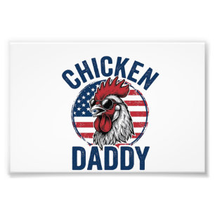 Chicken Daddy Rooster Vintage Patriotic Shirt Desi Photo Print