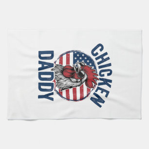 Chicken Daddy Rooster Vintage Patriotic Shirt Desi Tea Towel
