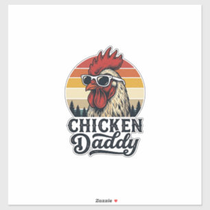 Chicken Daddy Rooster Vintage Sunset Vector Design