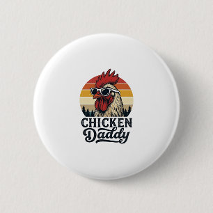 Chicken Daddy Rooster Vintage Sunset Vector Design 6 Cm Round Badge