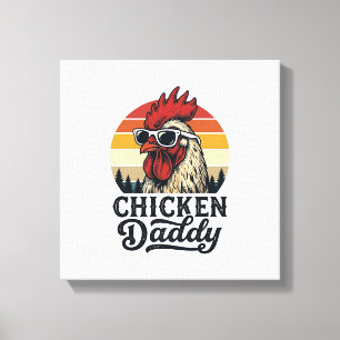 Chicken Daddy Rooster Vintage Sunset Vector Design Canvas Print