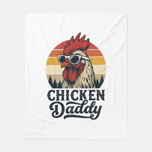 Chicken Daddy Rooster Vintage Sunset Vector Design Fleece Blanket