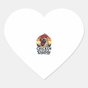 Chicken Daddy Rooster Vintage Sunset Vector Design Heart Sticker